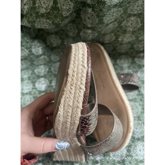 Sam Edelman Womens 9 M Gold Snake Print Slip On Wedge Slides Sandals - Picture 5 of 6